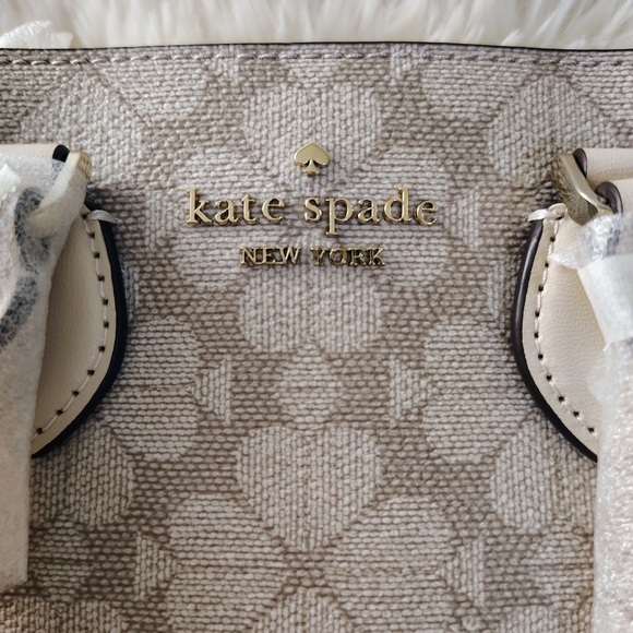 🤩Kate Spade Dark Beige and Cream Signature Spade Flower Mini Tote NWT🤩 - Picture 6 of 17
